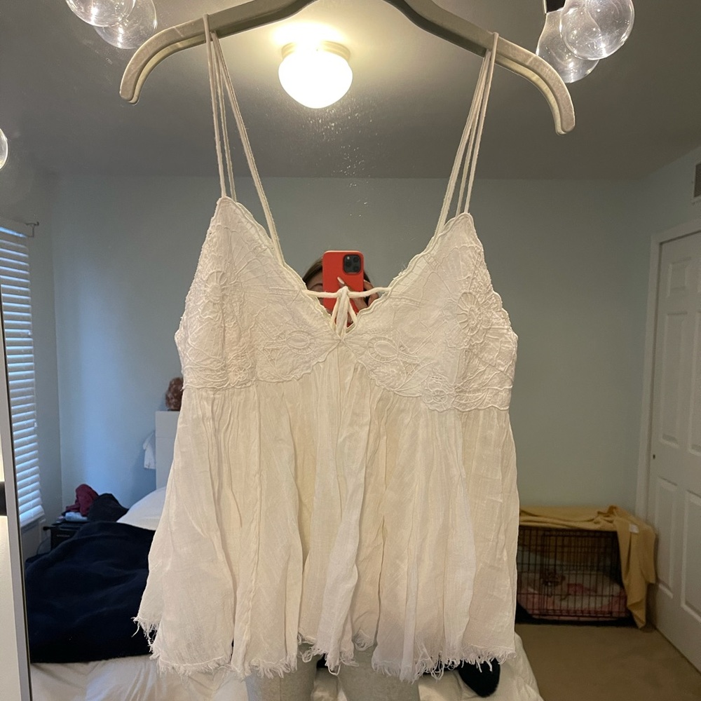 Free people white, floral tank top